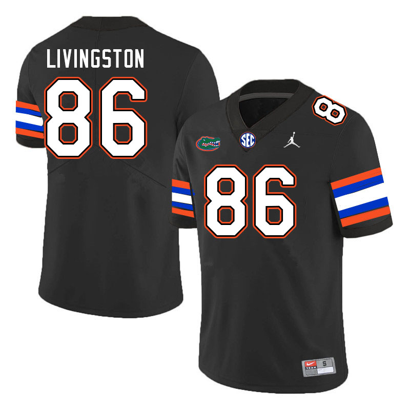 Men #86 Tony Livingston Florida Gators College Football Jerseys Stitched-Black - Click Image to Close